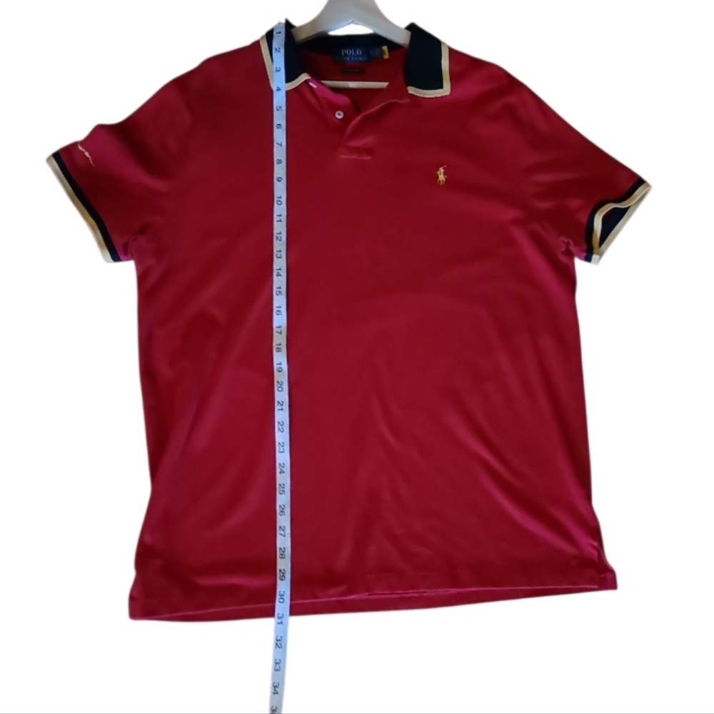 Polo By Ralph Lauren Short Sleeve Polo Shirt Red Yellow Embroidered Sleeve Logo - Picture 16 of 17